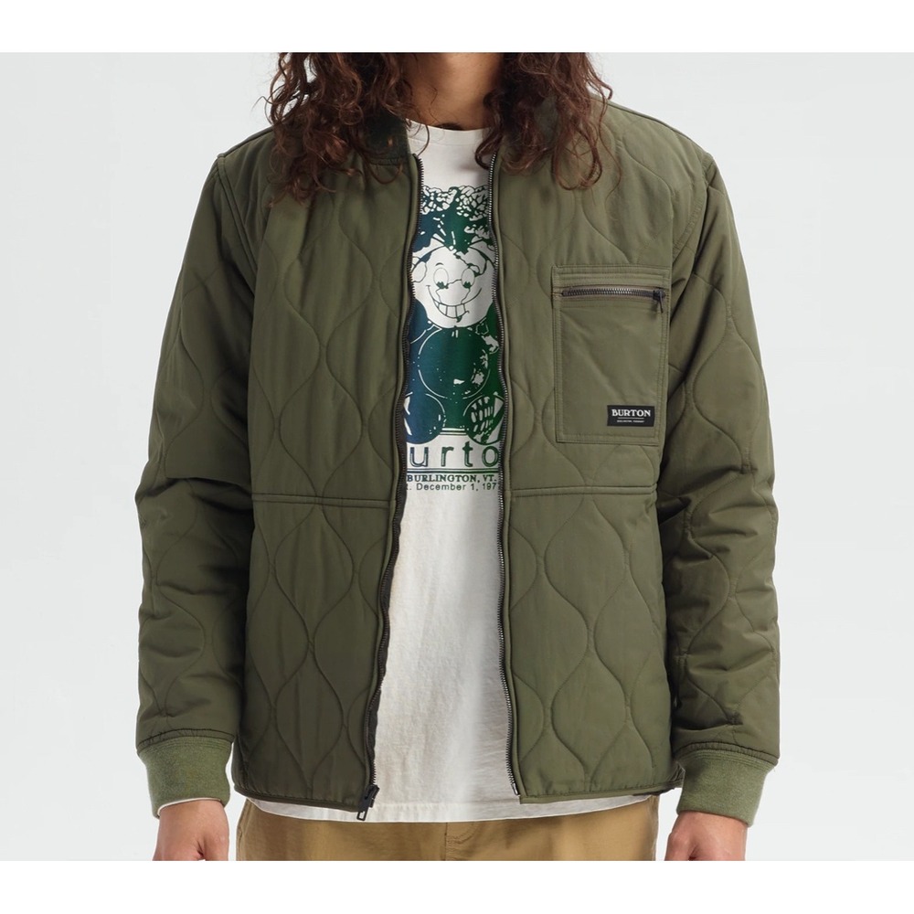 Burton Mens‎ Mallet Snowboard Jacket Keef Green Full Zip Medium Vermont
